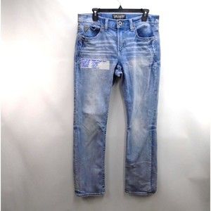 Buckle Salvage 'Mayhem' Fit Jeans Mens Size 33 Blue Straight Denim Distressed